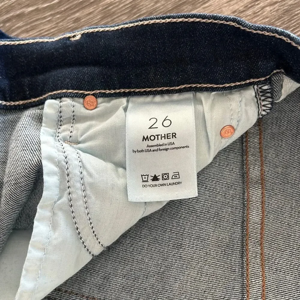 MOTHER‎ Insider Crop Step Fray Bootcut Jeans Off Limits Dark Wash 26 - Picture 14 of 16